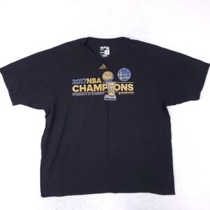 Adidas 2017 NBA Champions Golden State Warriors Shirt Mens 2XL Black GSW Tee